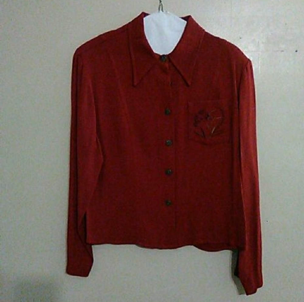 RJ & Co women's long sleeve button front shirt